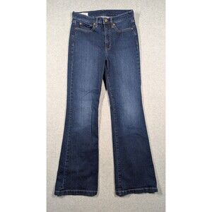 Gap Women Jeans 28x31 70s Flare High Rise Dark Wash Faded Stretch Denim